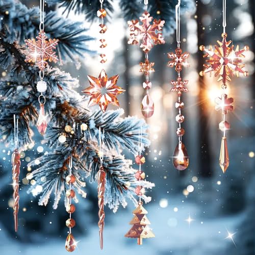 Flocon de neige glaçon suspendu doré pour décoration de Noël