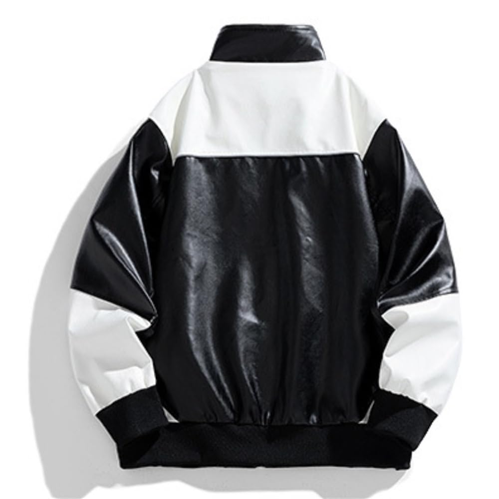 Men Jacket Men Fashion Handsome Faux Leather Jacket Men Long Sleeve Jacket Men Outdoor Jacket Men Casual Personality Trend Transition Jacket