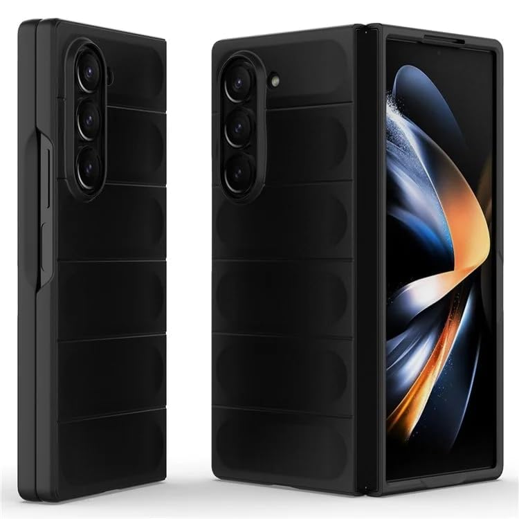 Image of Connexa Silicon UltraGuard Pro Back Cover for Galaxy Fold 6 - Shockproof, Anti-Slip Grip, Drop-Resistant, and Enhanced Corner Protection (Smart Phone NOT Included) (Black)