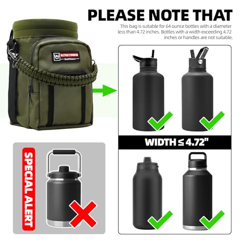 Image of NATURE PIONEOR Neoprene Insulated Water Bottle Holder with Shoulder Strap for Half Gallon 64OZ / One Gallon 128OZ Sports Water Jugs Bottles, Carrier /Pouch Sleeve for Outdoor Camping, Hiking, Fishing