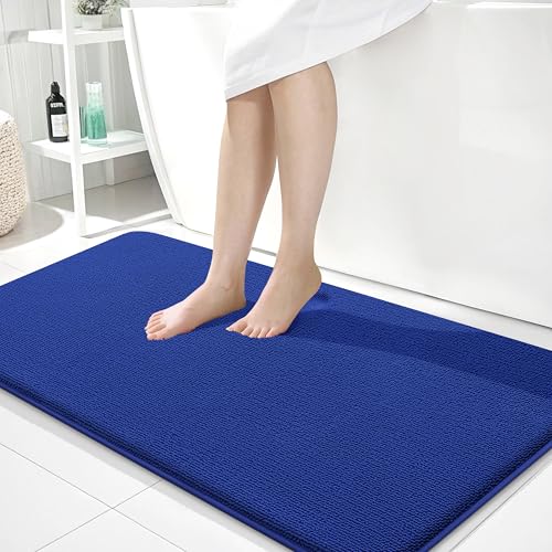 Image of OLANLY Thick Memory Foam Bathroom Runner Rugs 44x24, Extra Soft Absorbent Long Bath Rug, Quick Dry, Non-Slip, Machine Washable Bath Mat for Bathroom, Tub and Shower, Home Decor Accessories, Royal Blue