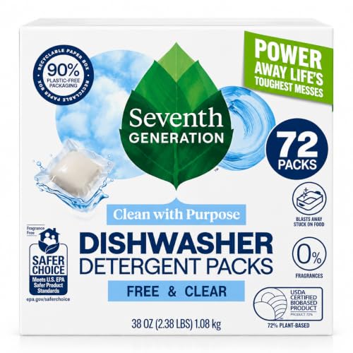 Seventh Generation Free & Clear Dishwasher Detergent Packs, ...