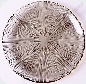 Chezmax Crystal Clear Dinnerware With Golden Rim Transparent Glass Bowl Plate Set Fireworks Tableware Household Dessert Salad Tray Dinner Service Kitchen Dish For Daily Use Party Smoky Gray Small #TOP3