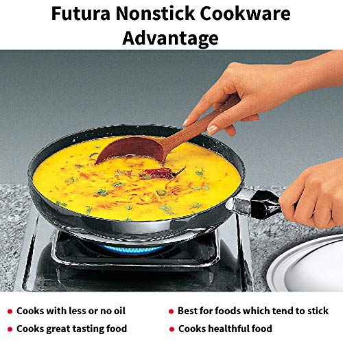 Image of Hawkins Futura 24 cm Frying Pan, Non Stick Fry Pan with Stainless Steel, Rounded Side Frypan for Easy Stirring, Black (NF24RS)