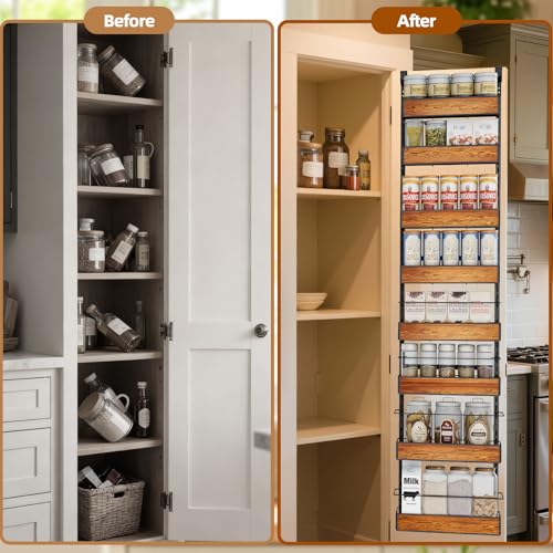 GUUKAR Over the Door Pantry Organizer, 8-Tier Metal Hanging Spice Rack with Adjustable Basket for Kitchen Storage - image 7