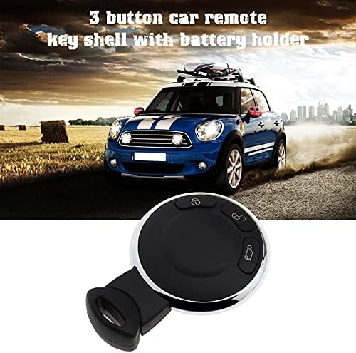 eMagTech Black 3 Button Car Smart Control Remote Key Fob Case Shell Cover with Battery Casing Compatible with BMW Mini Cooper