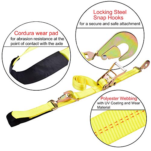 Ratchet Tie Down Straps By Stay There - 2 Inch X 114 Inch, 4 Pack With Snap Hooks- Classic Yellow- 10000Lb Guaranteed Break Strength #TOP7