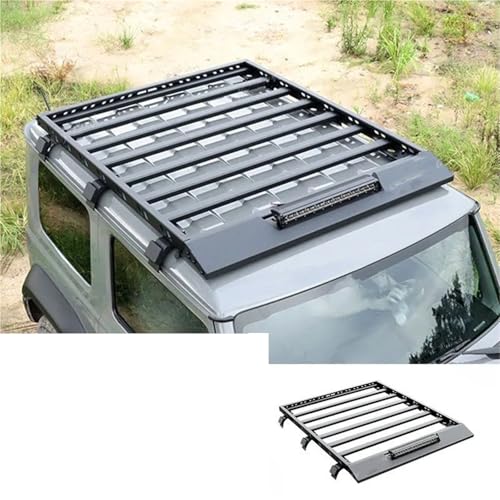 Barras Portaequipajes Techo Coche Portaequipajes De Aluminio Modificado 4x4 Todoterreno con Foco LED para Suzuki para Jimny JB64 JB74 3 Puertas 2019+(Roof Rack White LED)