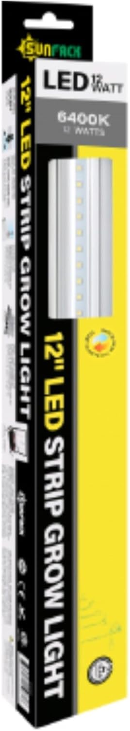 SUNPACK High Output 12W LED 6400K Strip Grow Light, White, 12" - Made for Indoor Gardening or Greenhouses, Ideal for Seed Starting
