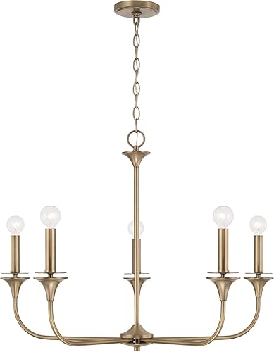 Miniatura 1 de HomePlace Lighting 448951AD Presley - Candelabro redondo minimalista de transición, 5 luces, 300 vatios en total, 23 pulgadas de alto x 31 pulgadas