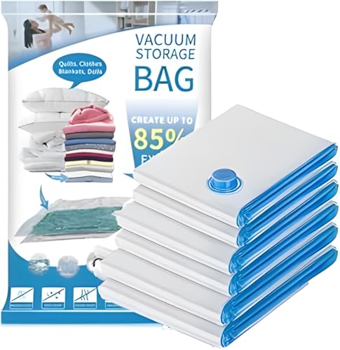 TREATY Vacuum Storage Bags for Clothes,Travel Vacuum Bags for Clothes Combo pack 6 (2Jumbo-2Large-2Medium) | Space Saver Vacuum Storage Bags, Airtight Clothes Storage