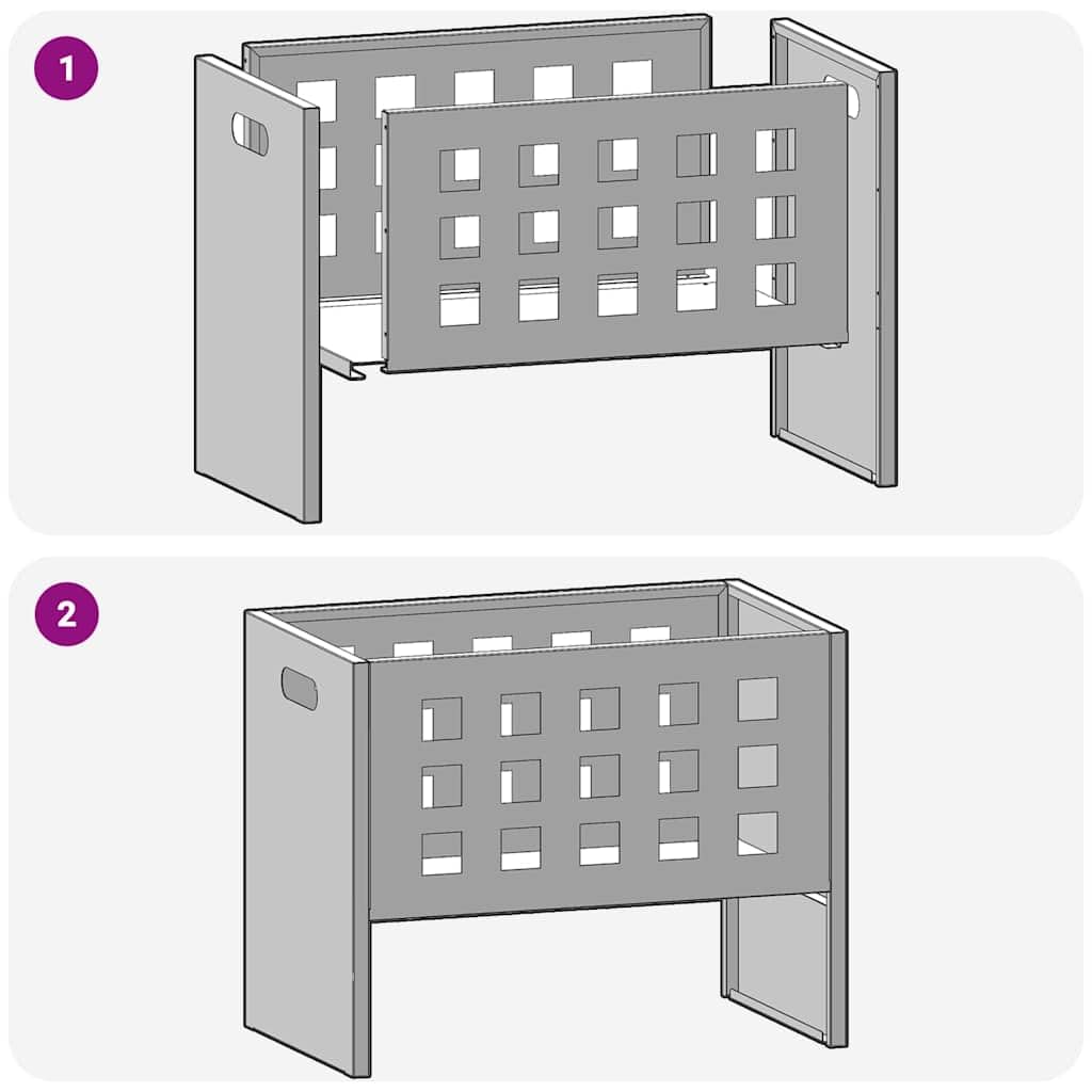 Feuerstelle Schwarz 50 x 30 x 40 cm Stahl tragbarer Feuerkorb für Balkon Terrasse, kamin ofen heizung wärme, mit offener Belüftung für flamme und Feuerromantik