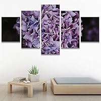 SIGNWIN 5 Panel Canvas Wall Art Purple Petal for Home Decorations Ready to Hang - 60