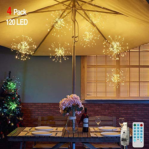 Feuerwerk Lichterketten für außen und innen,4 Stück wasserdichte led glühwürmchen lichterkettemit 4*120 LED Kupferdraht als eine ideale Dekoration für