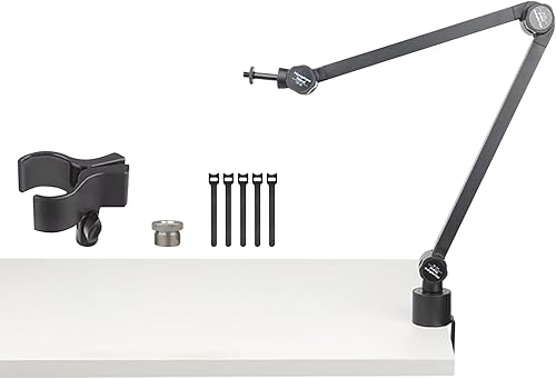 Miniatura 9 de Soporte de micrófono de escritorio ajustable flexible Brazo del auge del micrófono para el montaje superior del arte de la cocina de la transmisión