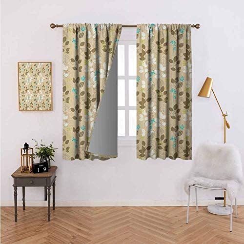 Mannwarehouse Cortina de ducha de otoño colorida con diseño de hojas de follaje con aislamiento térmico y ojales sólidos para sala de estar multicolor