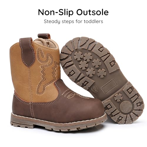 Apakowa Baby & Toddler Cowboy Boots for Boys Girls Infant Baby Cowboy Cowgirl Western Boots Round Toe All Seasons 6-36 Months (Infant/Toddler)4