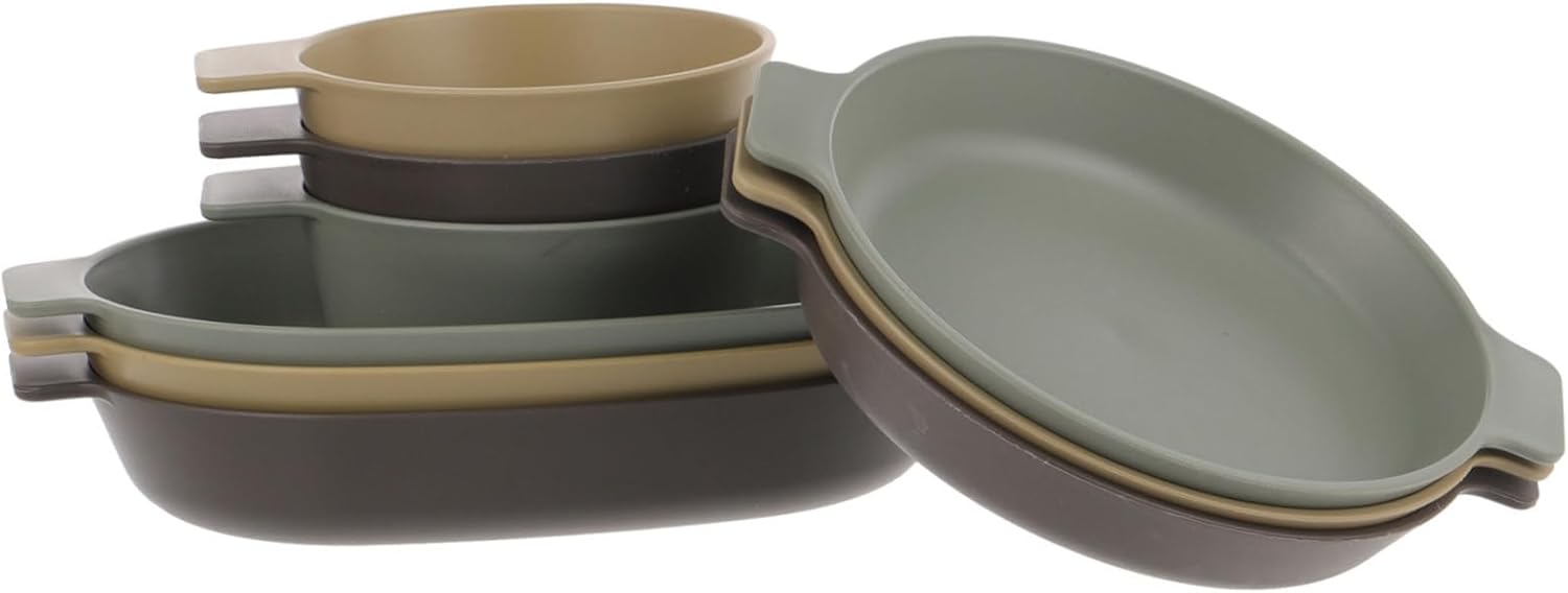 Happyyami 1set Portable Dish Set Outdoor Tableware Set Unbreakable Plastic Dinnerware for Camping Hiking Picnics Includes Plate Bowl and Cutlery