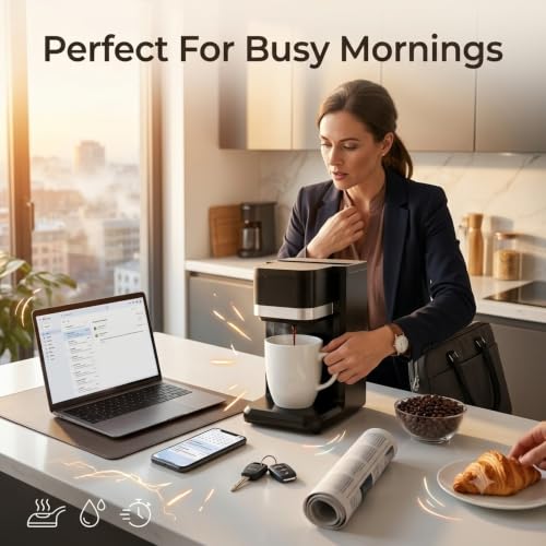 Image of Drumstone Single Cup Coffee Maker with Quick Brew Technology, Ceramic Mug Included, Compact Drip Coffee Machine for Home, Office, Travel & Personal Use