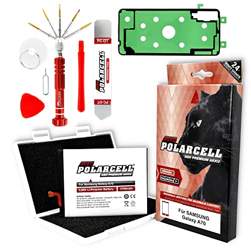 PolarCell Batterie pour Samsung Galaxy A70 | 4700 mAh | SM-A705F EB-BA705ABU | Avec kit d'outils et colle d'étanchéité | SM-A705FN SM-A7050 | A70 DuoS...