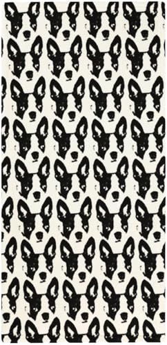 タオル 犬柄 ブルドッグ 白黒 パッチワーク フェイスタオル 38X78cm 長め 大きめ ハンドタオル サンゴフリース 耐久性 ふわふわ ソフト 柔らか肌触り 肌に優しい やわらか 軽い 薄手 乾きやすい 抗菌防臭 家庭用、温泉、砂浜、スポーツなどにも最