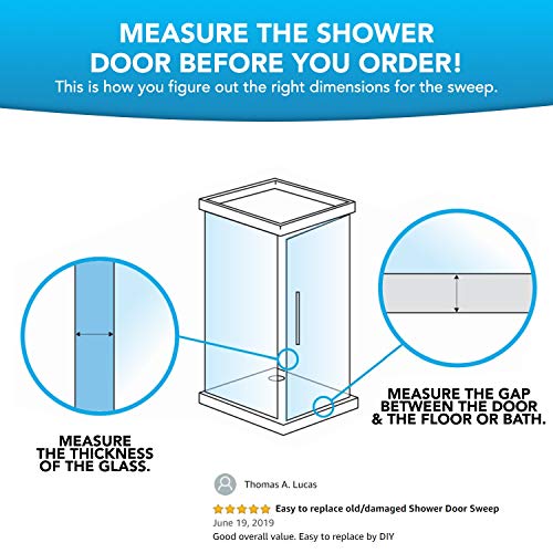 Aulett Home Frameless Shower Door Bottom Seal with Drip Rail - 3/8" x 36" Sweep - Glass Door Seal Strip to Stop Shower Leaks - Thumbnail 7