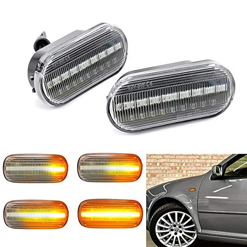 KURL-T Led Dynamic Side Marker Turn Signal Light Sequential Blinker Light For Volkswagen VW Bora Golf 3 4 Lupo Passat 3BG Polo Sharan Vento 1994-2005 2 pack