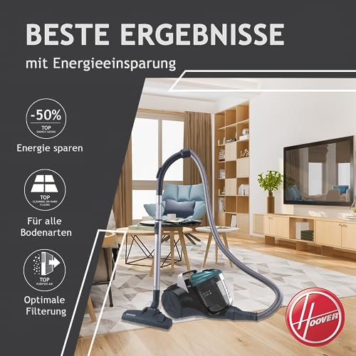 Hoover Staubsauger Tierhaare Breeze PET mit Tier-Düse I Tierhaar-Staubsauger ohne Beutel für Hundehaare & Katzenhaare I Mit größenverstellbarem Stab, EPA-Filter, 5m Kabel mit Auto-Aufwicklung & Griff