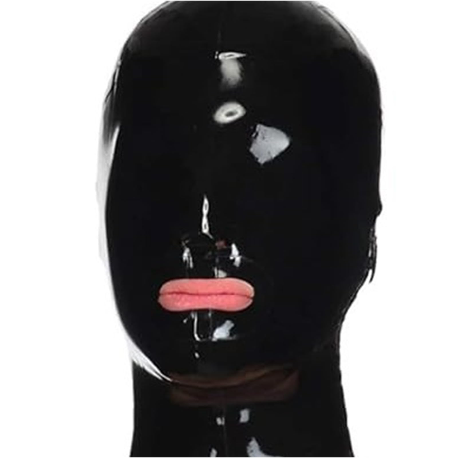 PRLBESL Latex Hood BDSM Riding Mask Handmade Open Mouth Natural latex with Back Zipper for Cosplay Party Unisex(Size:S-63CM)