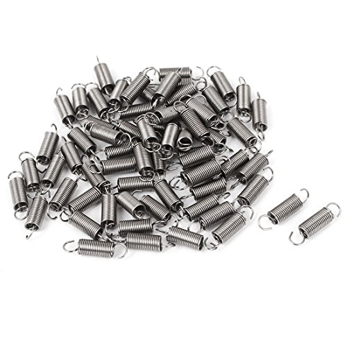 sourcing map 0.4mmx3x12mm 304 Stainless Steel Dual Hook Small Tension Spring 66pcs
