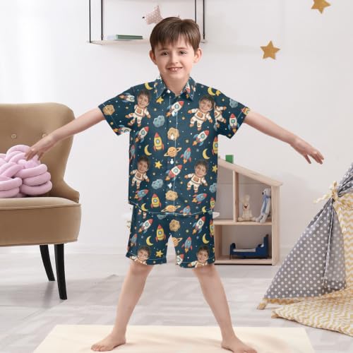 Image of 3T Toddler Boy Shorts Set Teal Hawaiian Button Down Shirts Summer Outfits for Little Boy