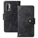 Produktbild Dingshengk Retro Flip Schwarz Echt Leder Tasche Hülle TPU Silikon Für Ulefone Armor 7 / 7E 6.3" Lederhülle Handyhülle Schutz Handytasche Handy Etui Brieftasche Cover Case Abdeckung