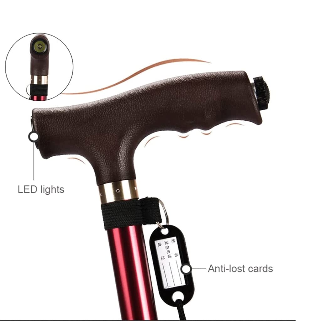 Muletas para Personas Mayores con Luz Led Y Correa para La Muñeca Bastones Bastones Ergonómicos De Aluminio para Hombres Adultos Mujeres/Negro