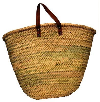Capazo de palmera natural, largo aprox. 65, cesta para la compra, con sólidas asas de piel Cover
