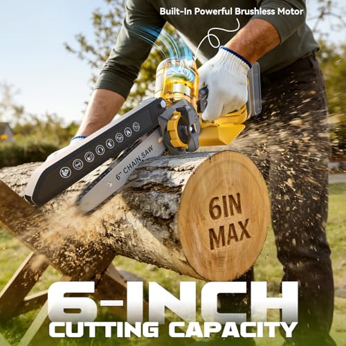 Image of Ecarke 2-in-1 Electric Pole Saw Compatible with Dewalt 20V Battery, 6 Inch Mini Chainsaw Brushless Tree Trimmer with Extension Pole, 16FT Max Total Reach, Tree Saw for Trimming Pruning (Tool Only)