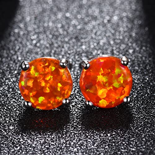 CERSLIMO Multi Colors fire Opal Stud Earrings Birthstone Earrings For Women 8mm3