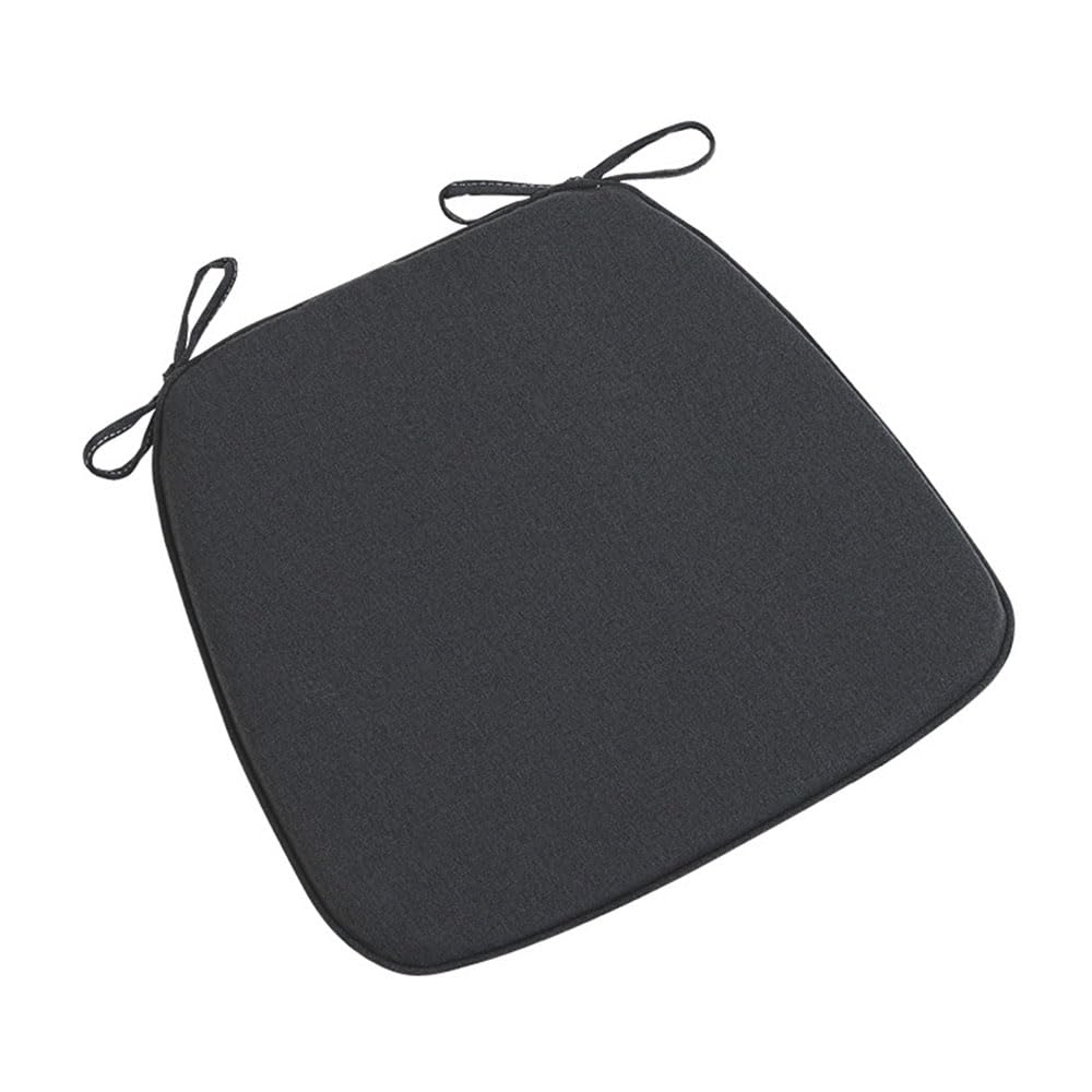 Hixingo Cojines Antideslizantes Exterior Jardin Cojines Sillas Jardin Cómodos y Forma D Cojines para Sillas, Cojin Silla Oficina e Exterior con Lazos y Cubierta Extraíble (45x42cm,Negro)