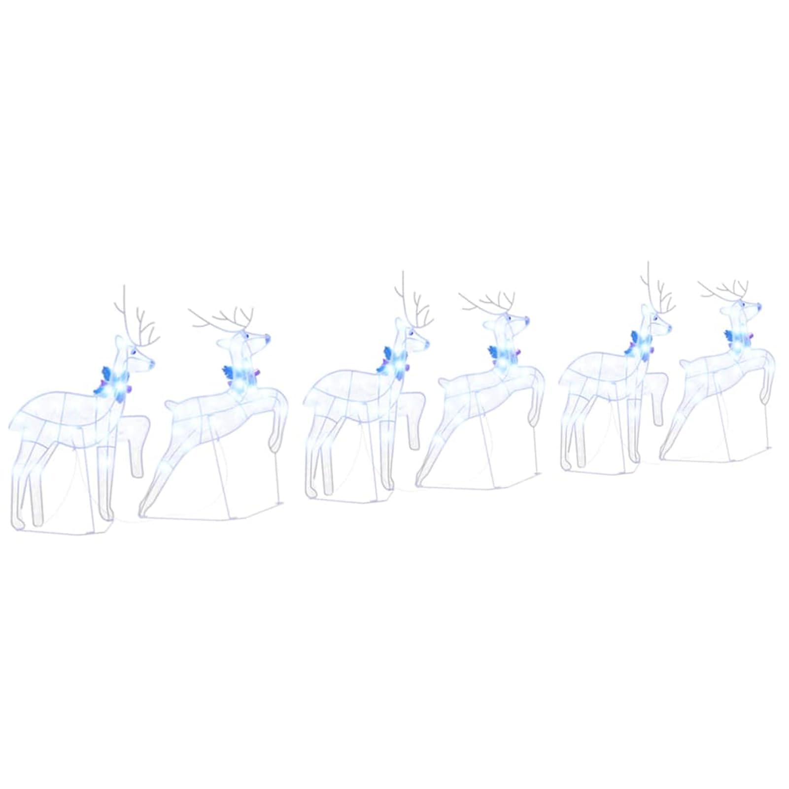 Gecheer LED Rentiere 6 pcs Weiß Stoff, Weihnachtsdekoration für Weihnachtsmarkt Festliche Eventdekoration Garten Rasen Terrasse Vorgarten Fassade3385898