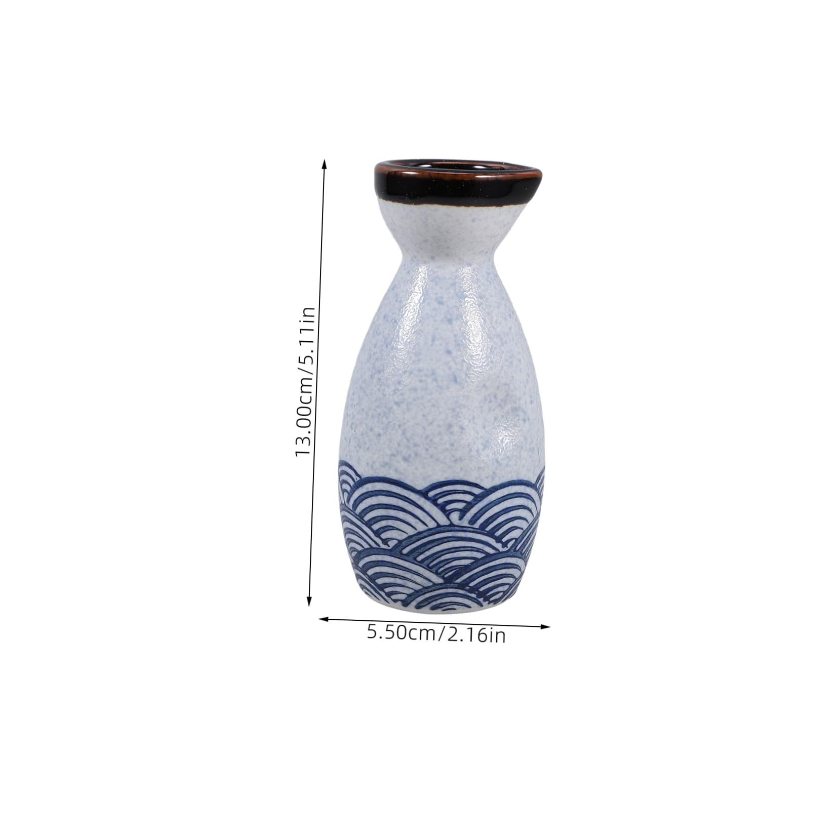 VILLCASE Set di Sake Giapponese in Ceramica 5 Pezzi Caraffa da 180ml e 4 Bicchieri da 35ml Design Semplice ed Elegante per Bar e Feste del Tè