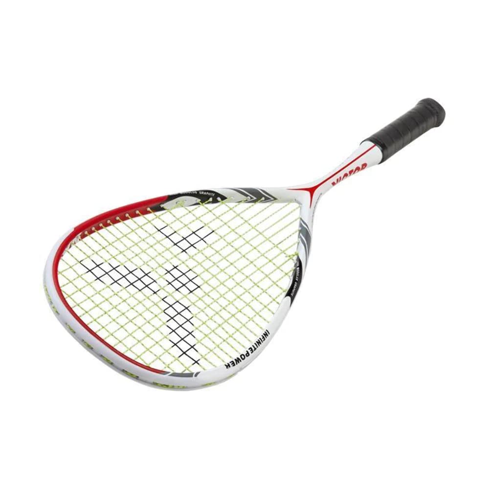 VICTOR IP 8 N Squash Racket, 130 g, Head Heavy Balance with Teardrop/Open Throat headform, Strung, Racket Cover Included