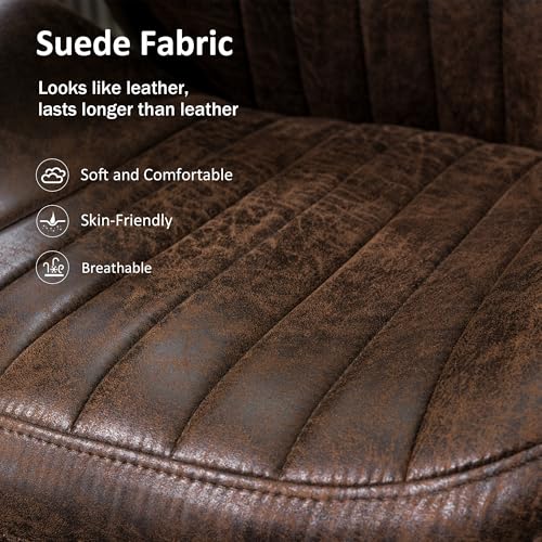 Image of High Back Home Office Chair, Mid Century Vintage Executive Chair,Comfy Ergonomic Rolling Office Task Chair with Lumbar Support,Brown Faux Leather Office Chair,Dark Brown