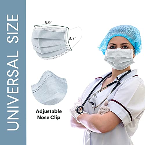 Image of MEELANA Non Woven Fabric 3 Ply Disposable Surgical Mask for Men Women with adjustable nose pin Reusable (Pack of 100) Breathable Masks