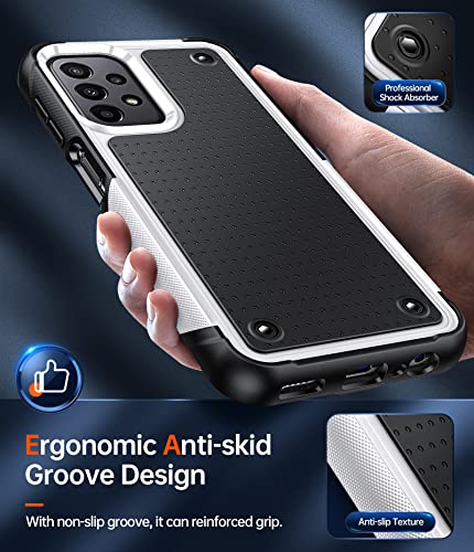 Leyi For Galaxy A23 5G Case, Samsung Galaxy A13/ A32/ A23 5G 4G/ A04S Case With 2 Pack Tempered Glass Screen Protectors, Dual Layer Hard Pc Back Protective Phone Case For Samsung A23 5G, White #TOP2