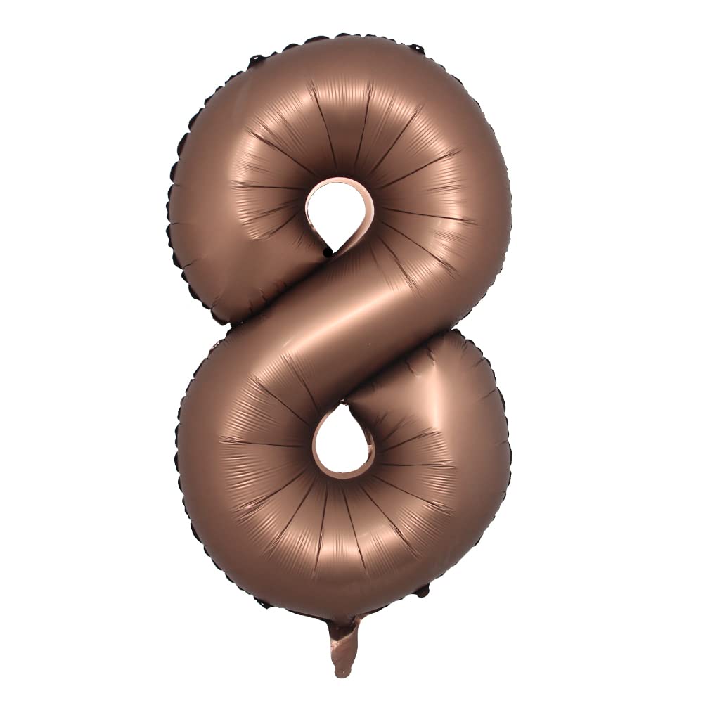 Photo 1 of 32 inch chocolate balloons number foil baloon baby shower Happy Birthday anniversary digit 0-9 Wedding Christmas New year decoration balloon (32 inch chocolate 8)