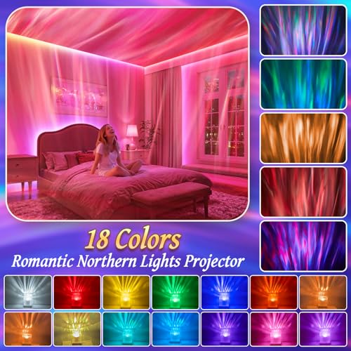Northern Lights Projector Aurora Light Projector, 18-Color Sunset Lamp Cool Stuff for Teen Girls Game Room Decor for Tee - Additional View