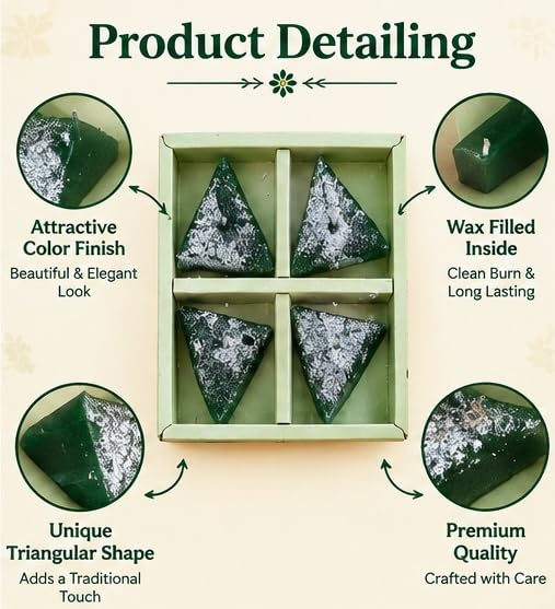 Image of Paan Candle Pack of 4 Pieces | Betel Leaf Paan Decorative Candlees for Diwali, Festivals, Pooja & Home Decoration | Traditional Indian Festive Candle for Gifting