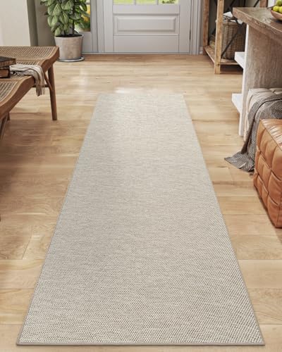 DEXI Hallway Runner, 2x6 Washable Non Slip Rubber Backed Carpet, Absorbent Thin Long Entryway Runners for Kitchen, Laundry Room, Patio Entrance, BeigeOEKO-TEX STANDARD 100