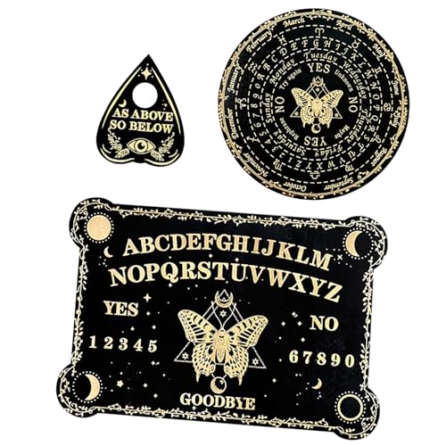 MLWSKERTY Tablero de mensajes metafísicos para brujería, tablero de madera para adivinación, péndulos grabados, tablero de radiestesia