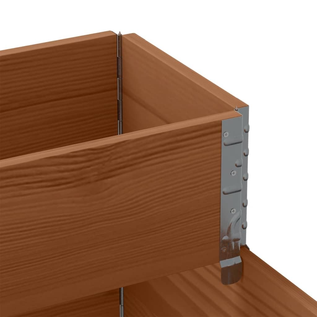 3-stufiges Hochbeet Kiefer 120×80×60,5 cm, klappbar, Braun, 20 mm Bohlen, Balkon-Garten