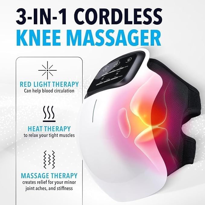 Image of Full Body Wireless Neck Massager with Heat Vibrating Machine with Bluetooth Music Rechargeable for Knee Pain